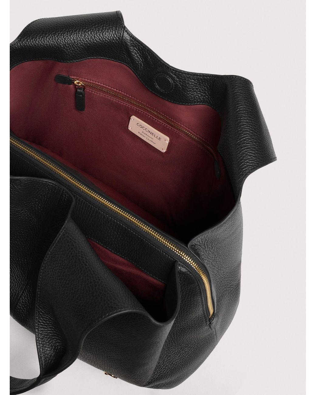 Coccinelle Black Grained Leather Tote Bag Nell Large