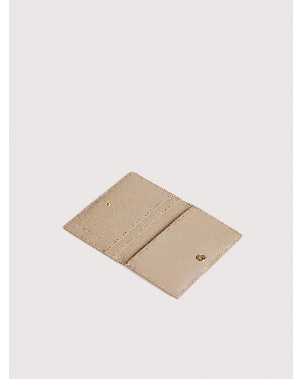 Coccinelle Natural Grained Leather Card Holder Metallic Small