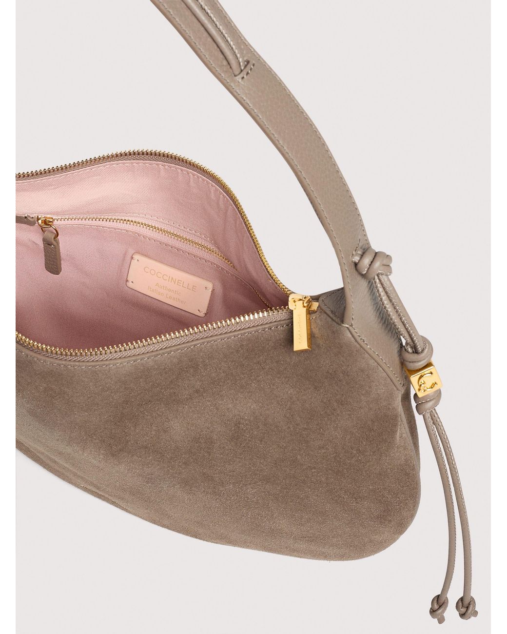 Coccinelle Natural Suede Shoulder Bag Thess Medium