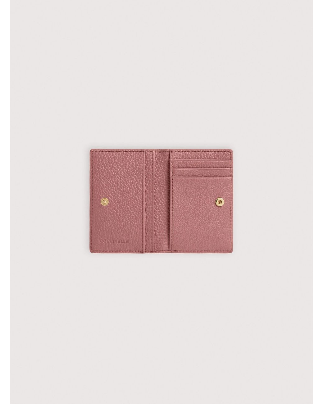 Coccinelle Pink Grained Leather Card Holder Metallic Small
