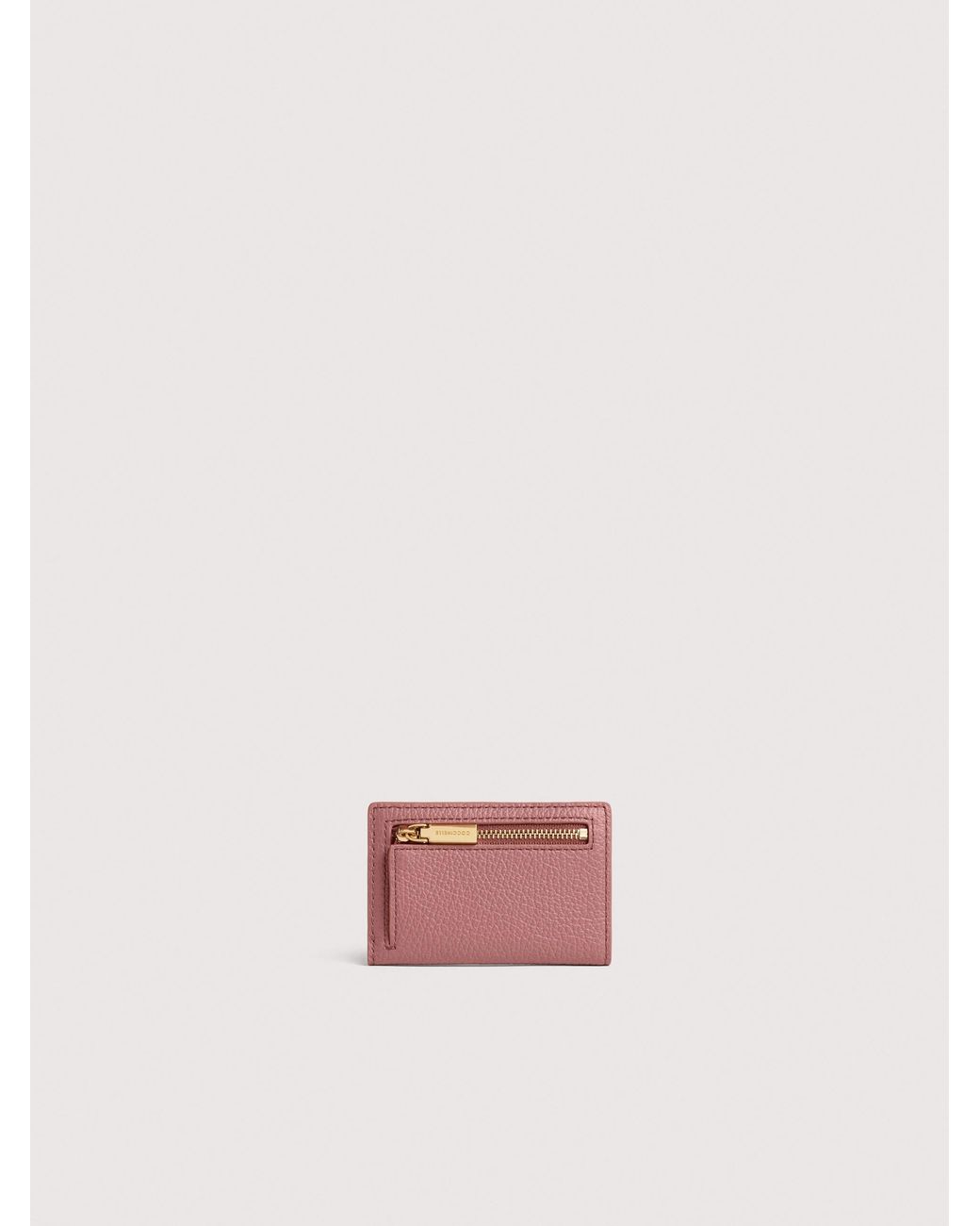 Coccinelle Pink Grained Leather Card Holder Metallic Small