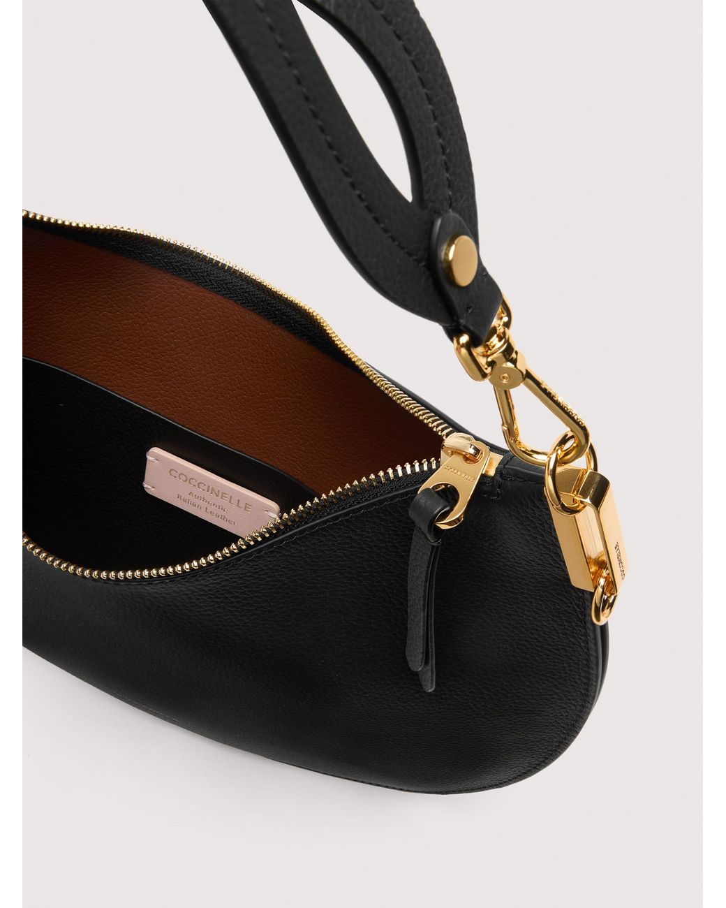 Coccinelle Black Two-Sided Leather Shoulder Bag Sunup Medium