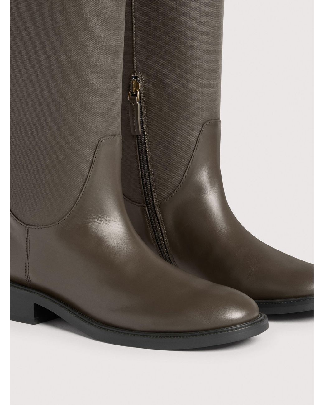 Coccinelle Black Cowhide-Effect Smooth Leather And Waxed Fabric Boots Pansy