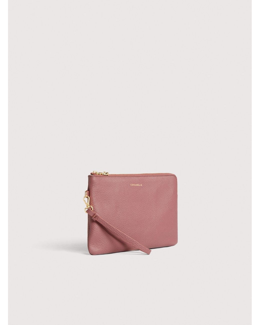 Coccinelle Pink Grained Leather Pouch C-Me Softy Medium