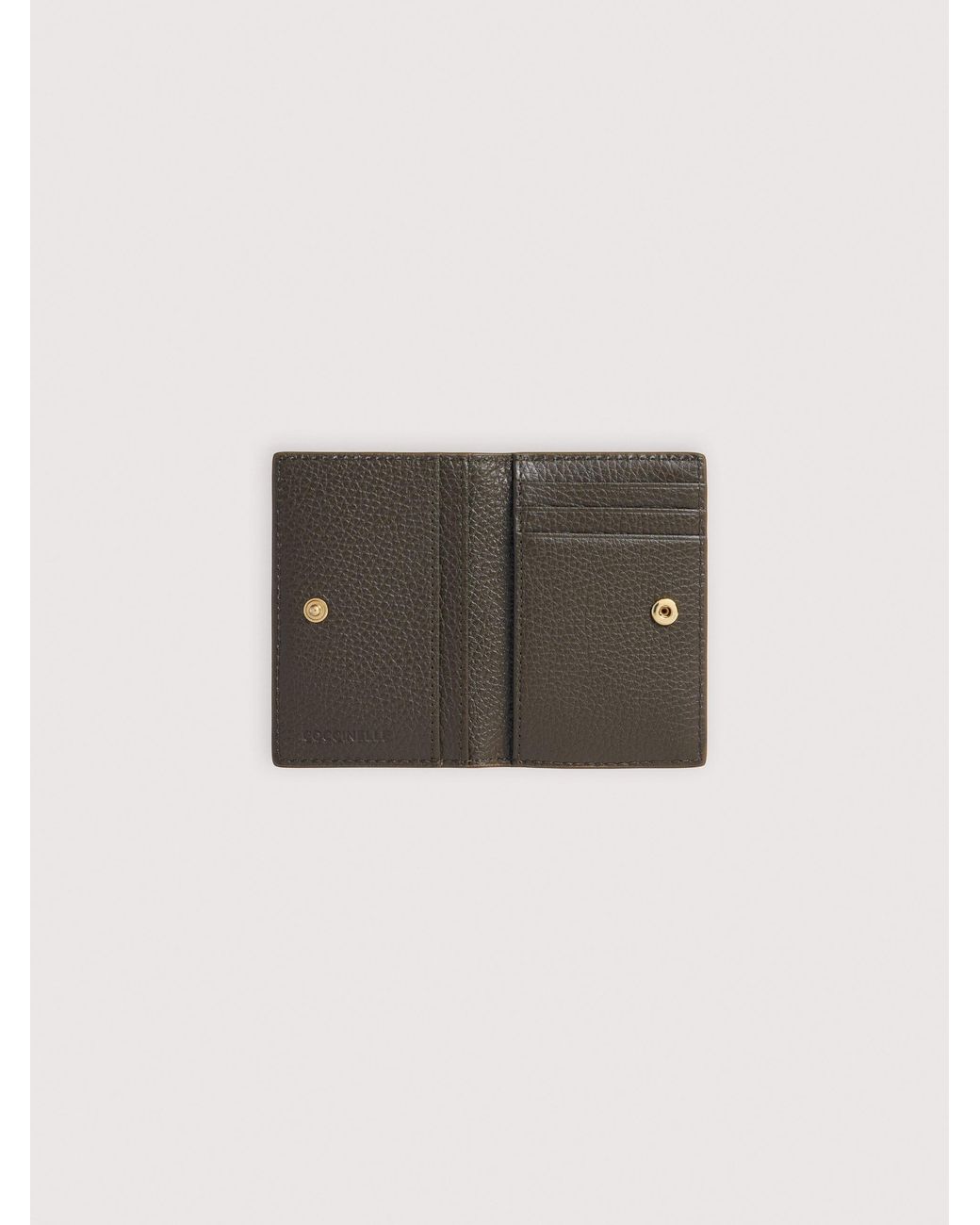 Coccinelle White Grained Leather Card Holder Metallic Small