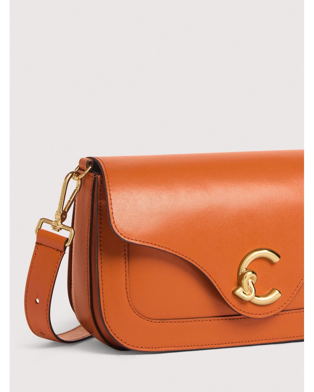 Coccinelle Orange Smooth Calf Leather Shoulder Bag C-Me Medium