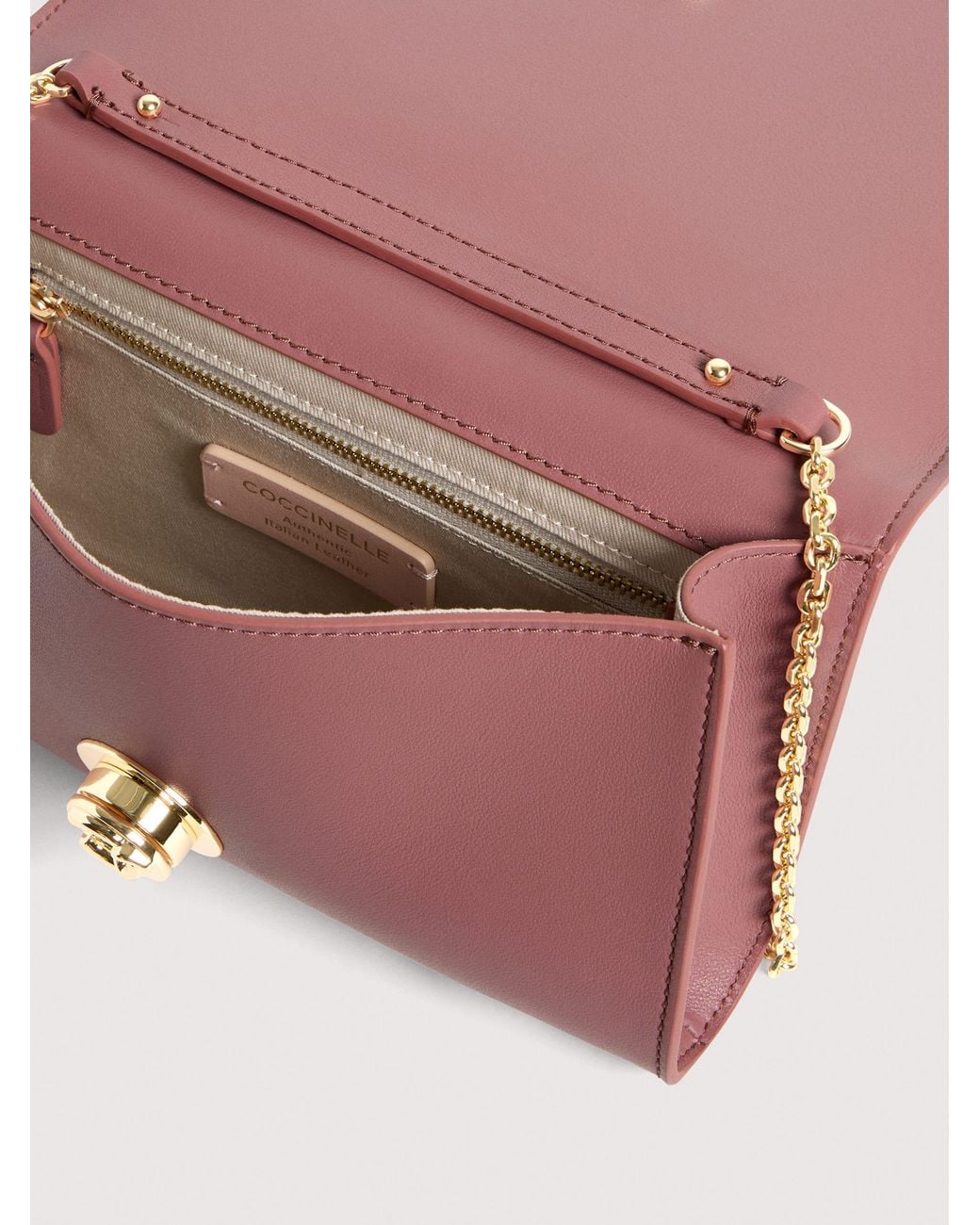 Coccinelle Pink Smooth Leather Clutch Bag Nikla Small