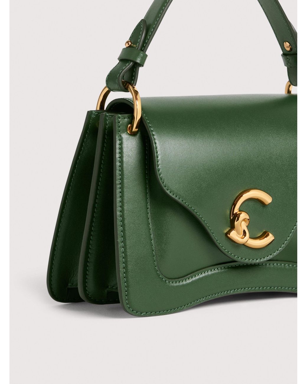 Coccinelle Green Smooth Calf Leather Handbag C-Me Small