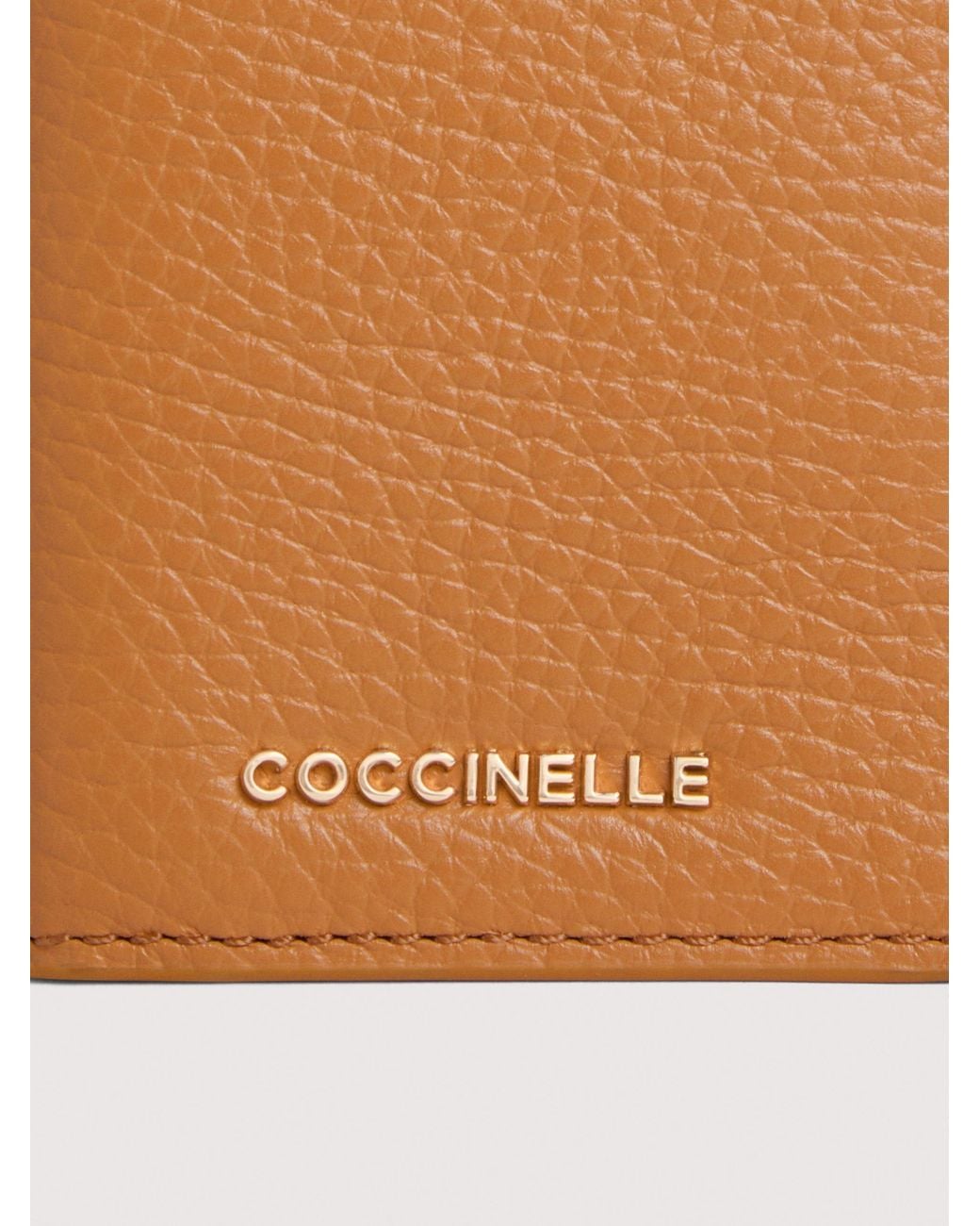 Coccinelle White Grained Leather Card Holder Metallic Small