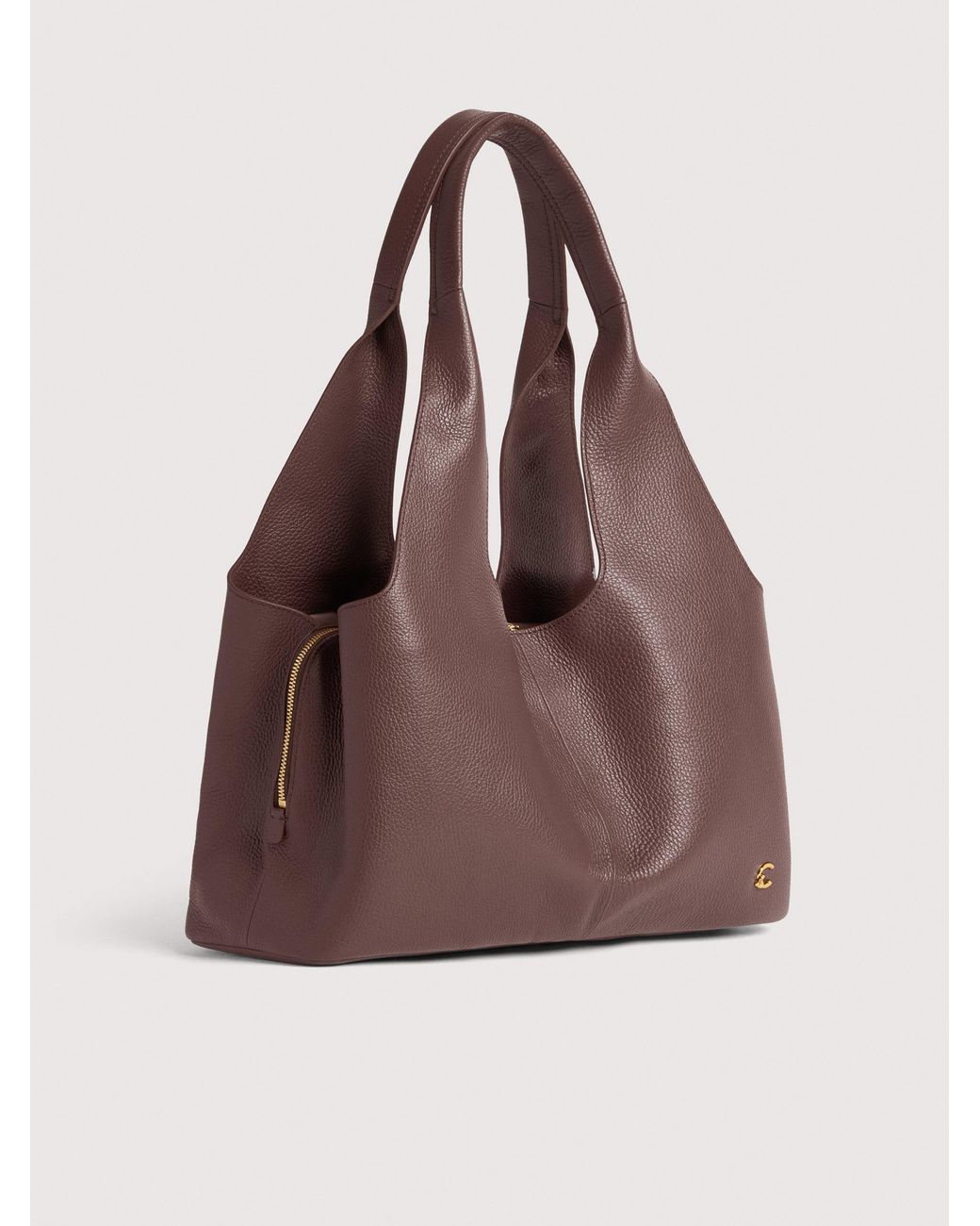 Coccinelle Purple Grained Leather Tote Bag Nell Large