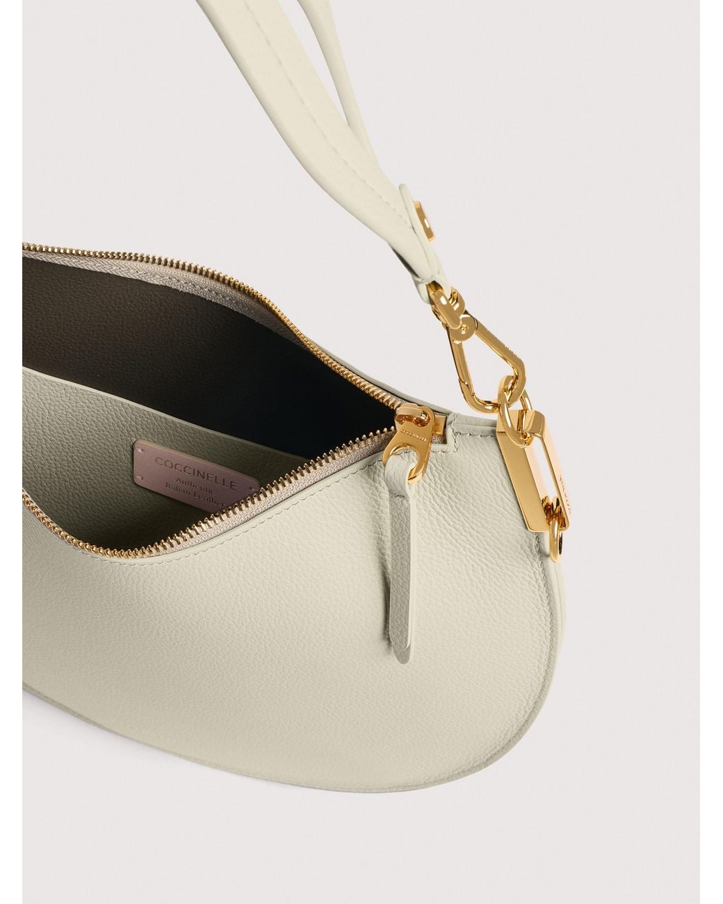 Coccinelle Natural Two-Sided Leather Shoulder Bag Sunup Medium
