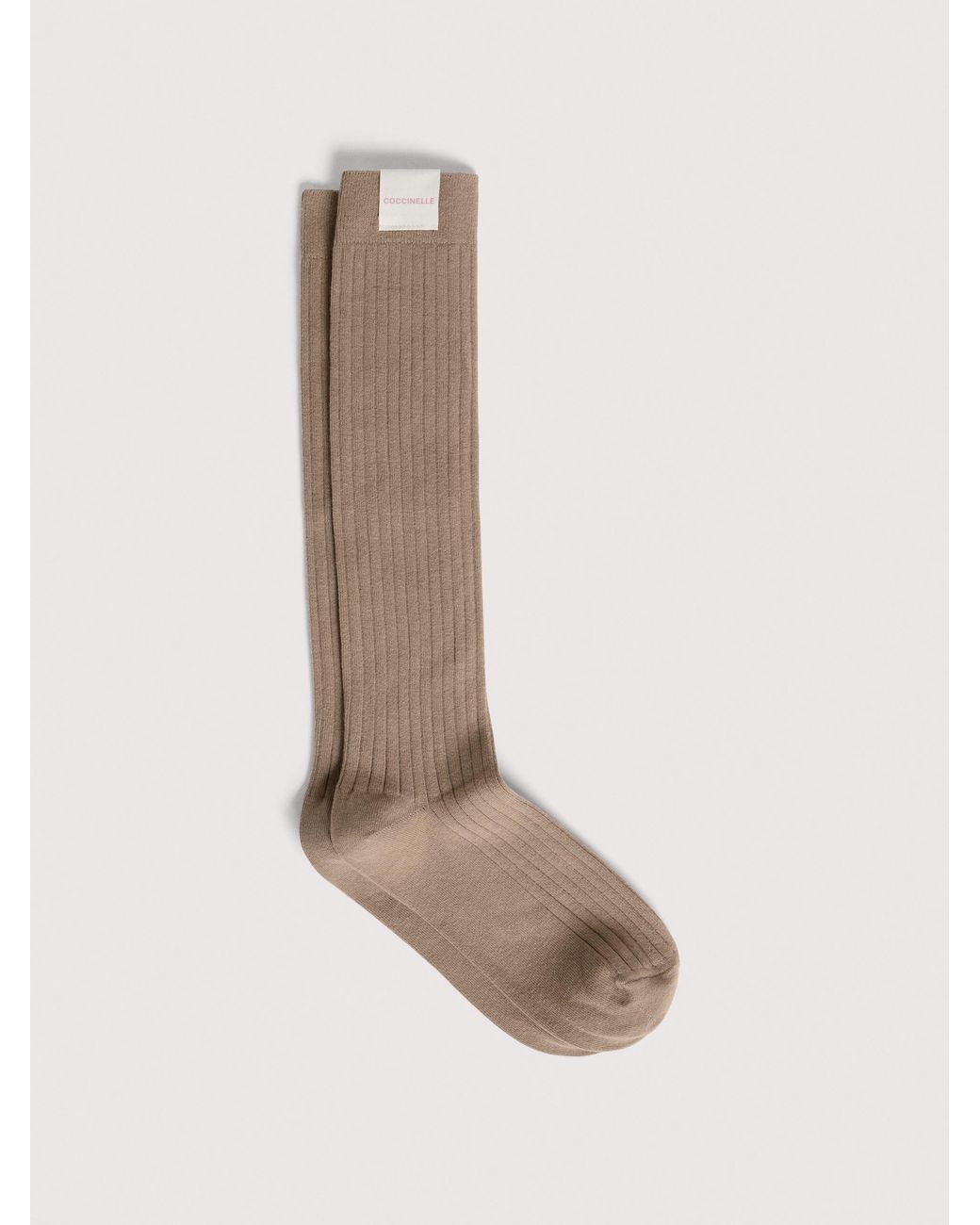 Coccinelle White Cotton-Blend Socks Ribbed Knee Socks