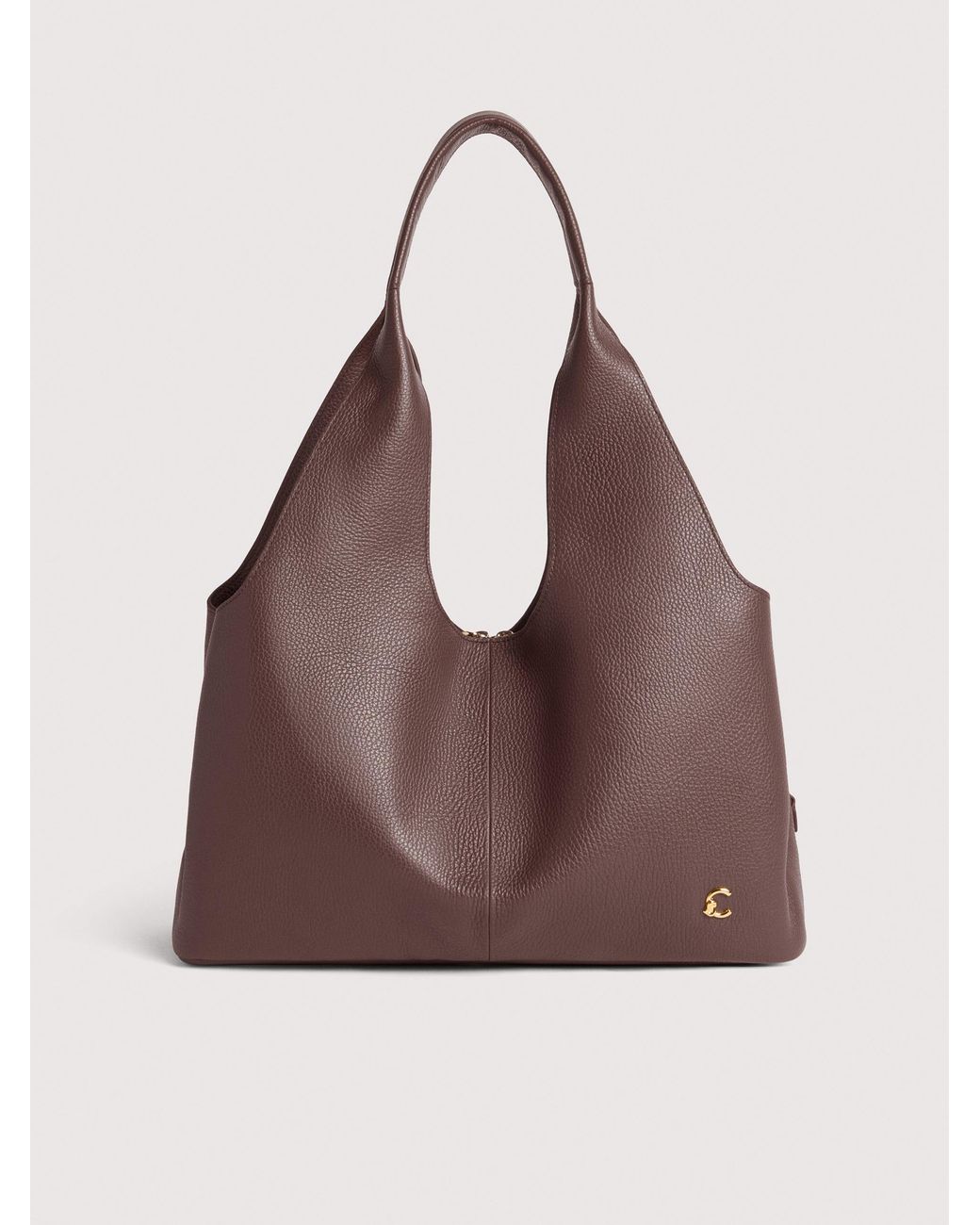 Coccinelle Purple Grained Leather Tote Bag Nell Large