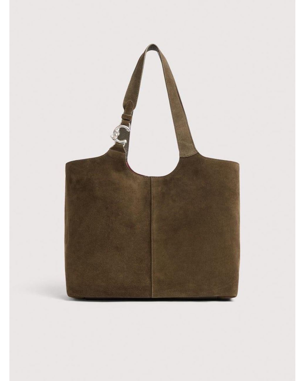 Coccinelle Brown Suede And Grained Leather Tote Bag C-Easy Large