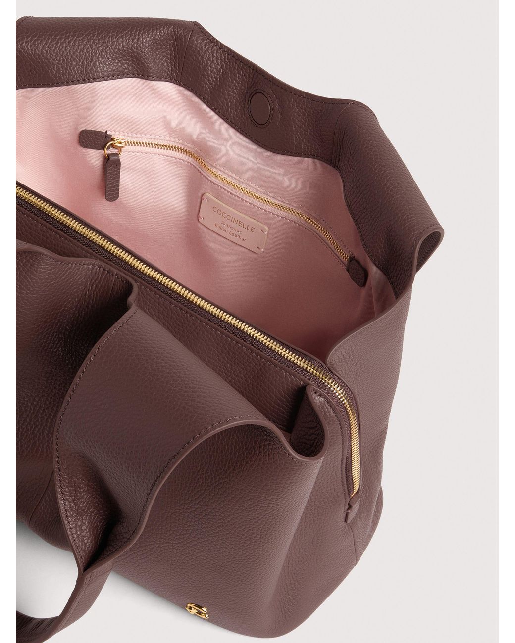 Coccinelle Purple Grained Leather Tote Bag Nell Large