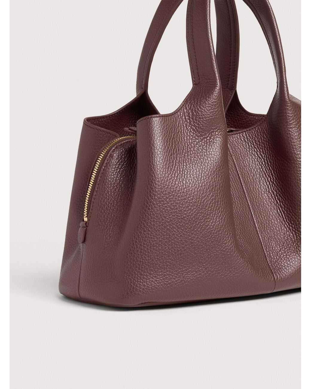 Coccinelle Brown Grained Leather Handbag Nell Medium