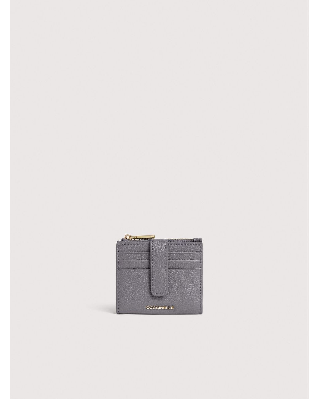 Coccinelle White Small Grained Leather Wallet Metallic Medium