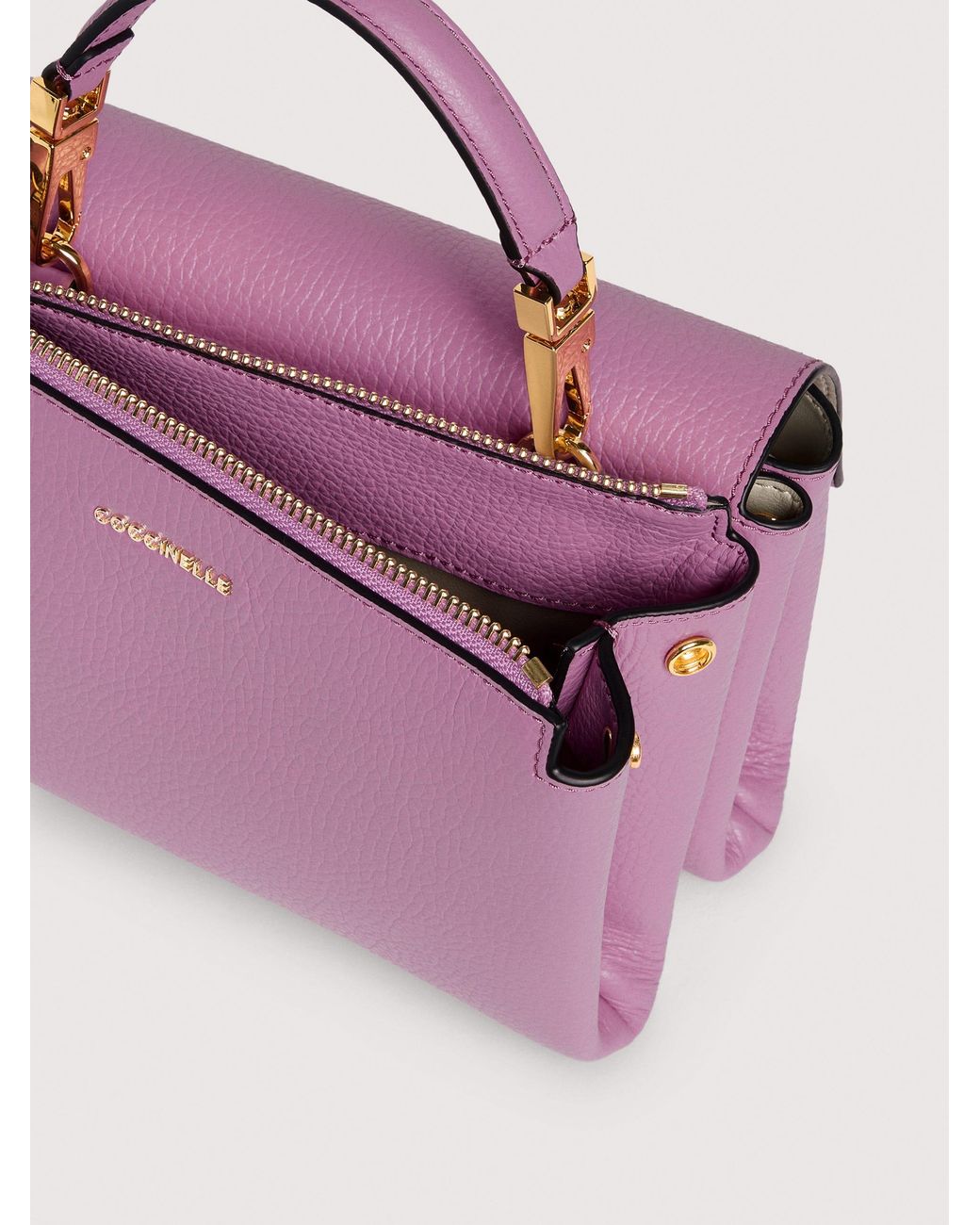 Coccinelle Pink Grained Leather Handbag Arlettis Small
