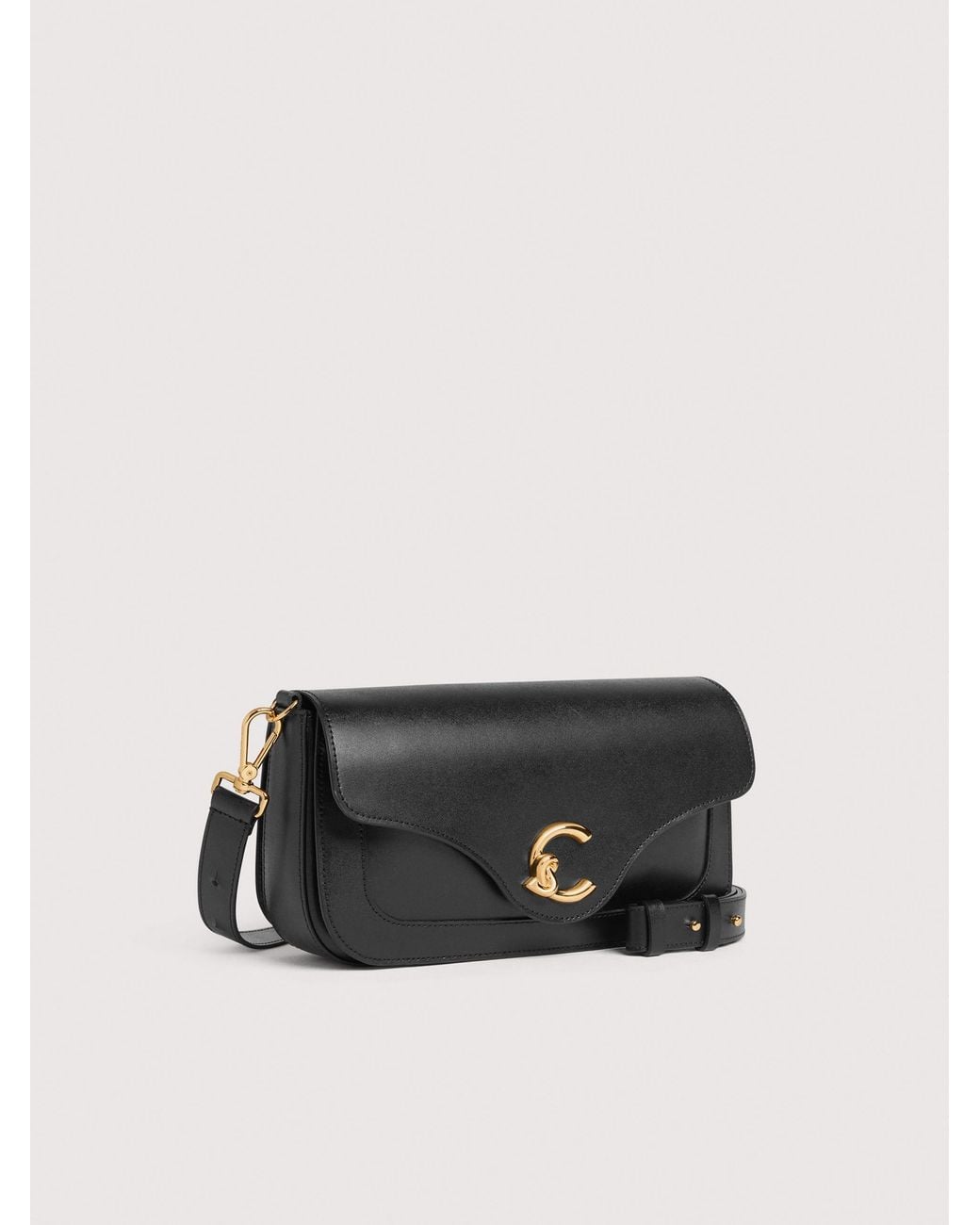 Coccinelle Black Smooth Calf Leather Shoulder Bag C-Me Calf Medium