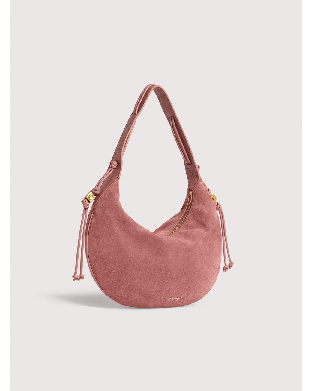 Coccinelle Pink Suede Shoulder Bag Thess Medium