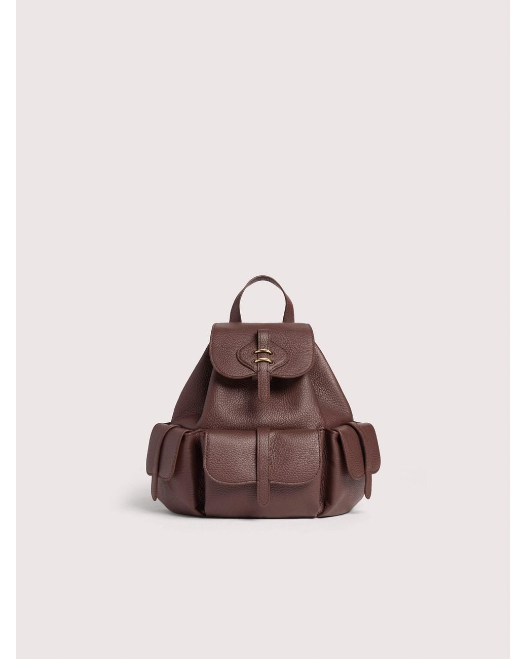 Coccinelle Pink Grained Leather Backpack Mavery Pocket Medium