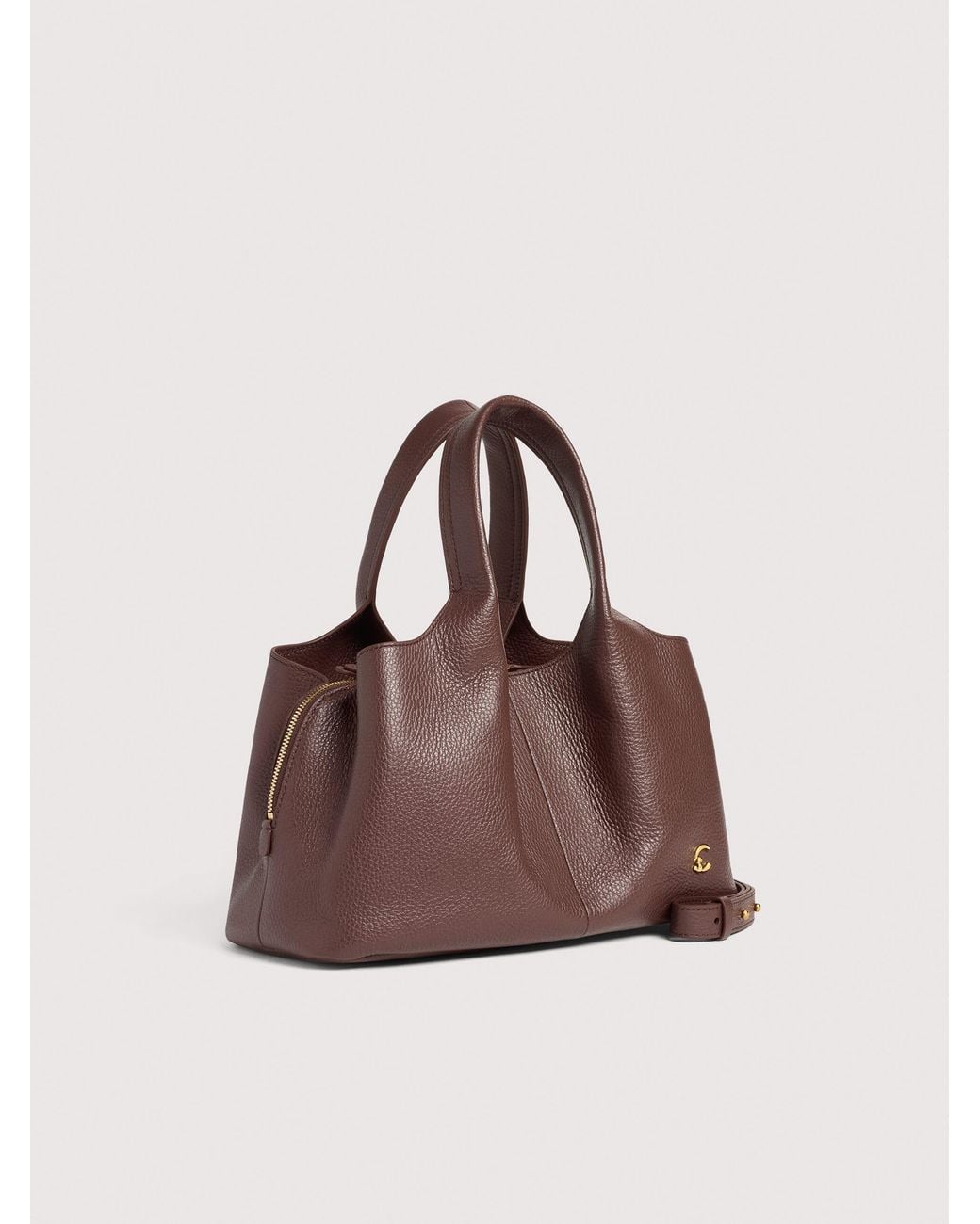 Coccinelle Brown Grained Leather Handbag Nell Medium