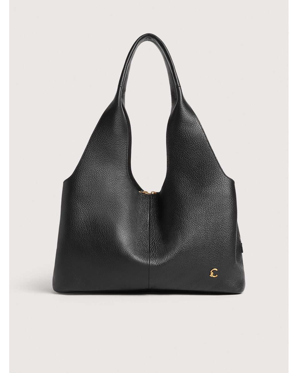 Coccinelle Black Grained Leather Tote Bag Nell Large