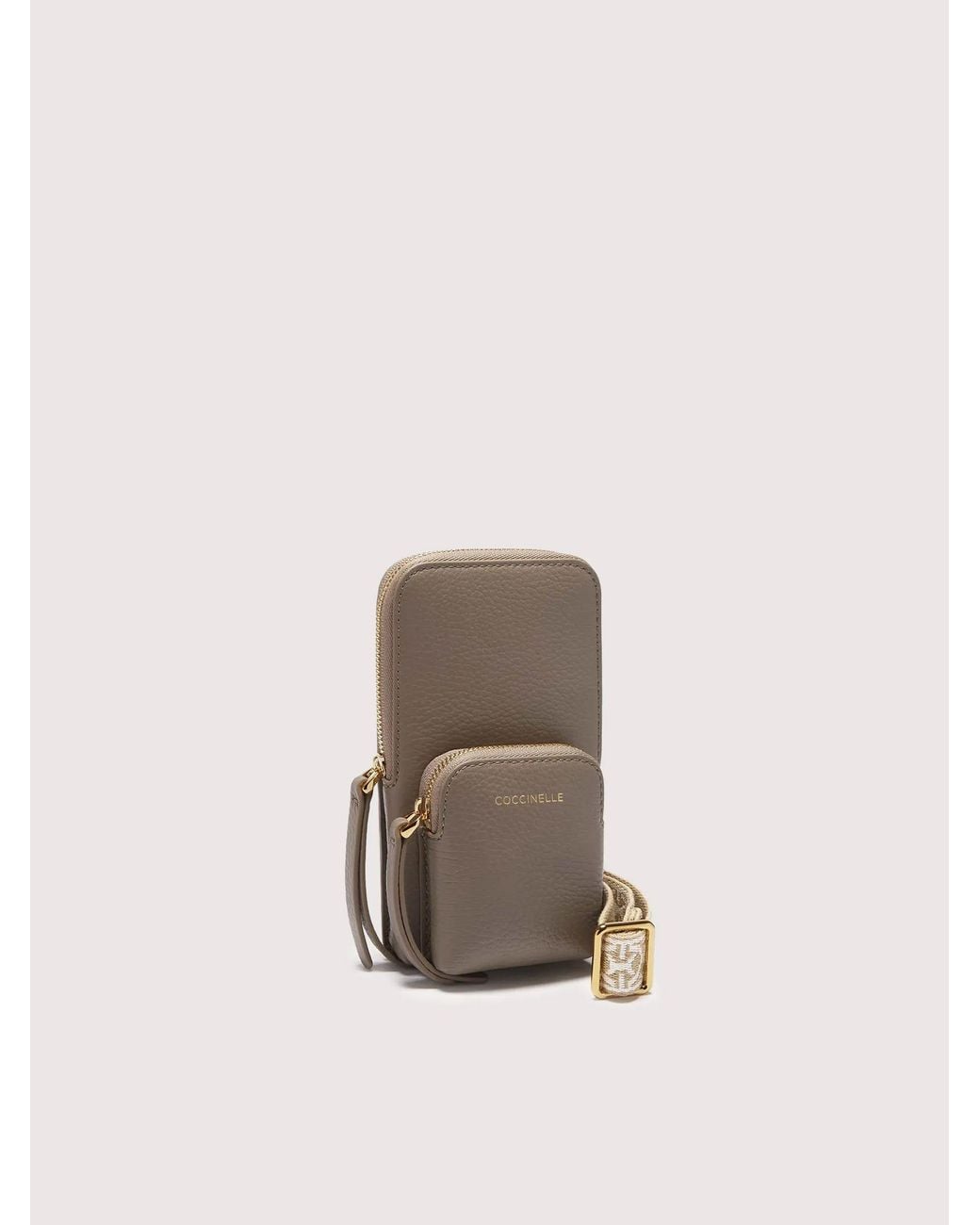 Coccinelle Brown Grained Leather Phone Holder Pixie Mini
