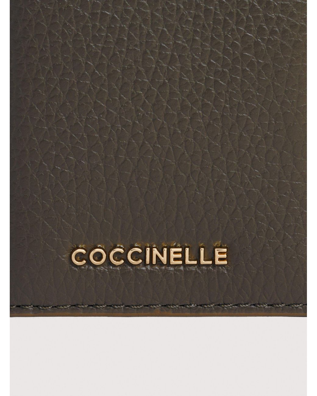 Coccinelle White Grained Leather Card Holder Metallic Small
