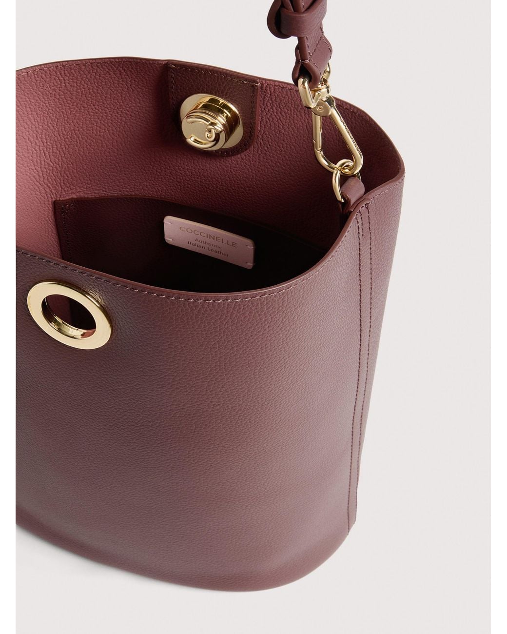 Coccinelle Purple Two-Sided Leather Bucket Bag Nikla Medium