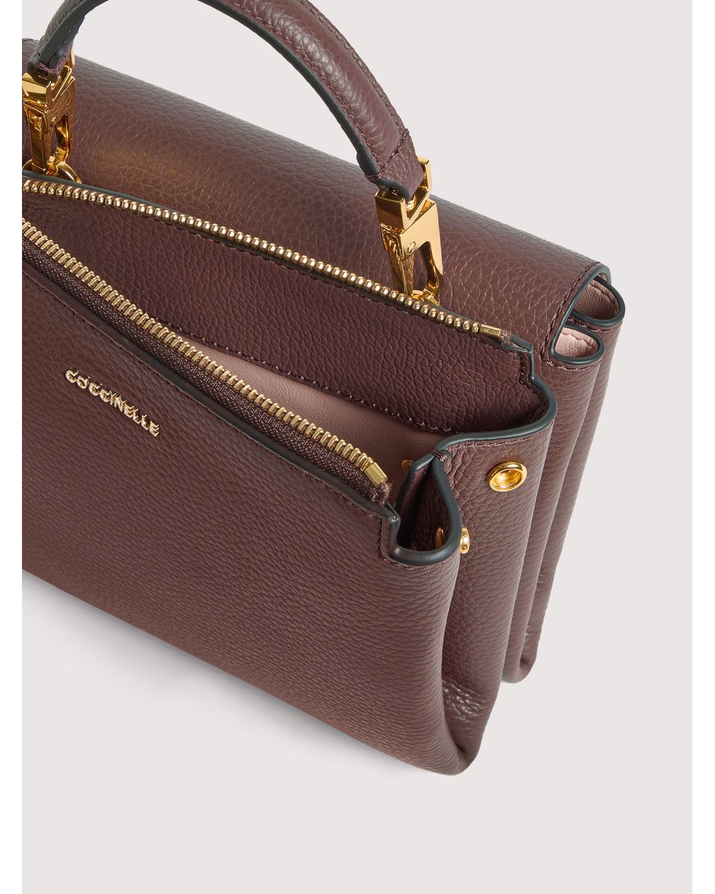 Coccinelle Pink Grained Leather Handbag Arlettis Small