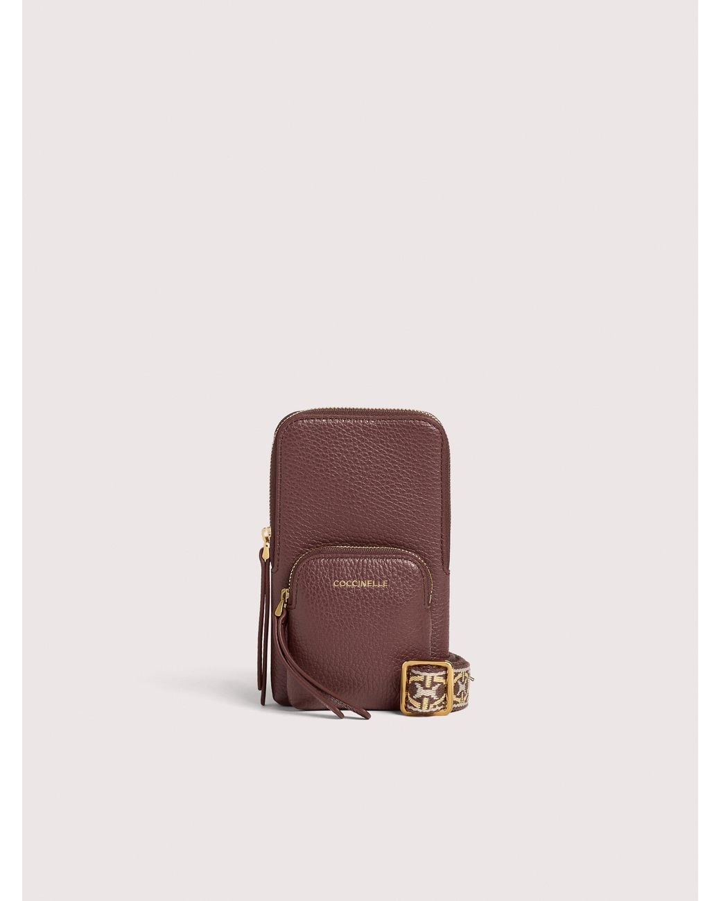 Coccinelle Purple Grained Leather Phone Holder Pixie Mini