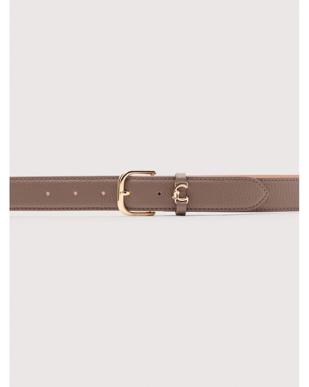 Coccinelle Natural Grained Leather Belt Metal Loop