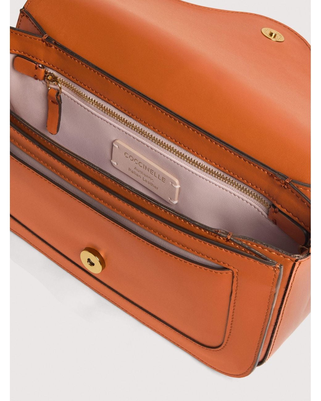 Coccinelle Orange Smooth Calf Leather Shoulder Bag C-Me Medium