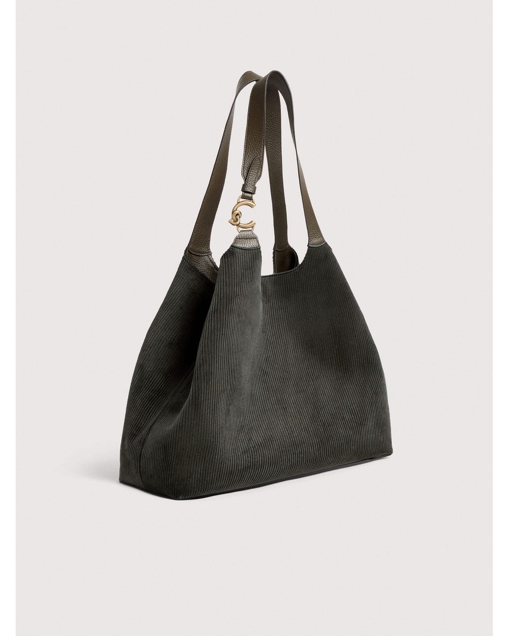 Coccinelle Black Corduroy Fabric Tote Bag C-Easy Large