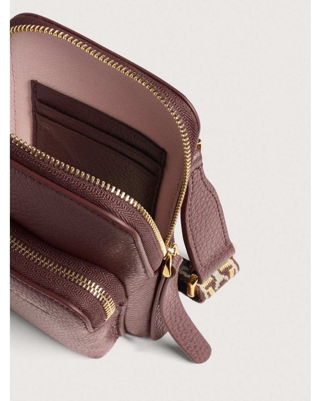 Coccinelle Purple Grained Leather Phone Holder Pixie Mini