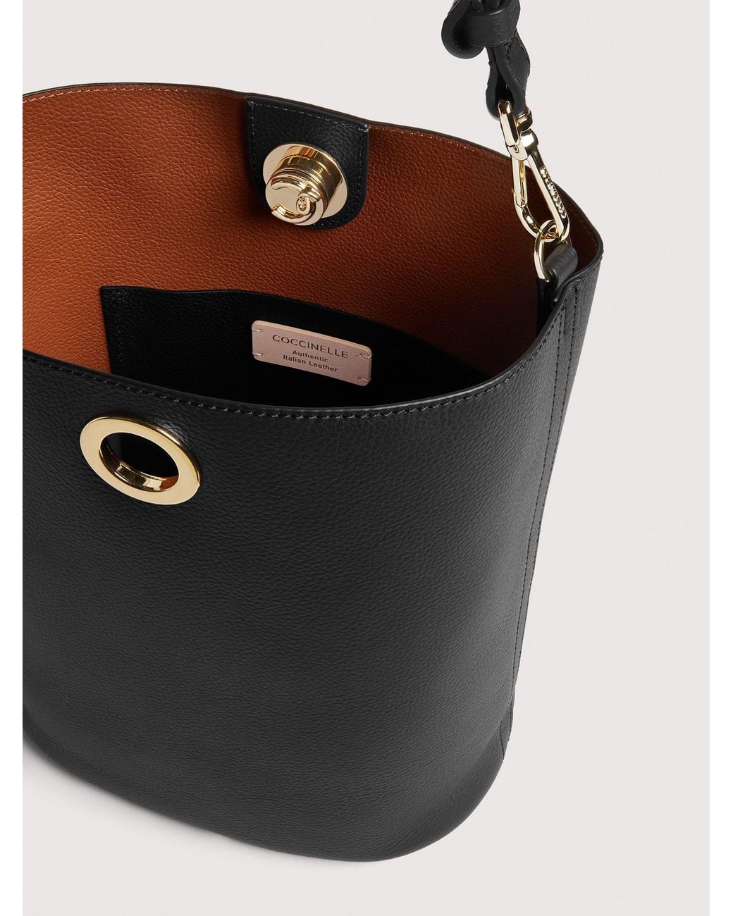 Coccinelle Black Two-Sided Leather Bucket Bag Nikla Medium