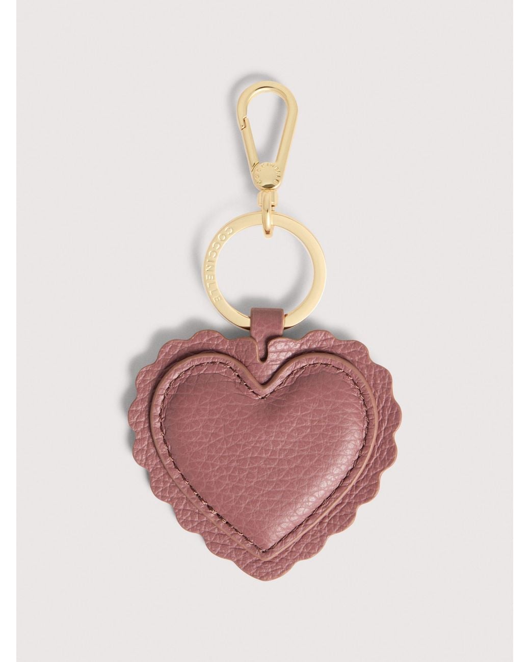 Coccinelle Pink Grained Leather Key Ring Leather Lace
