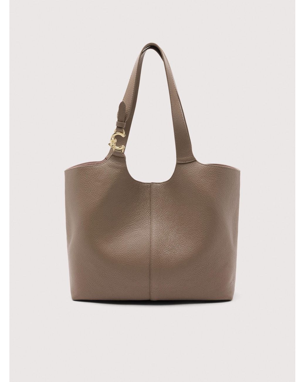 Coccinelle Natural Grained Leather Tote Bag C-Easy Large