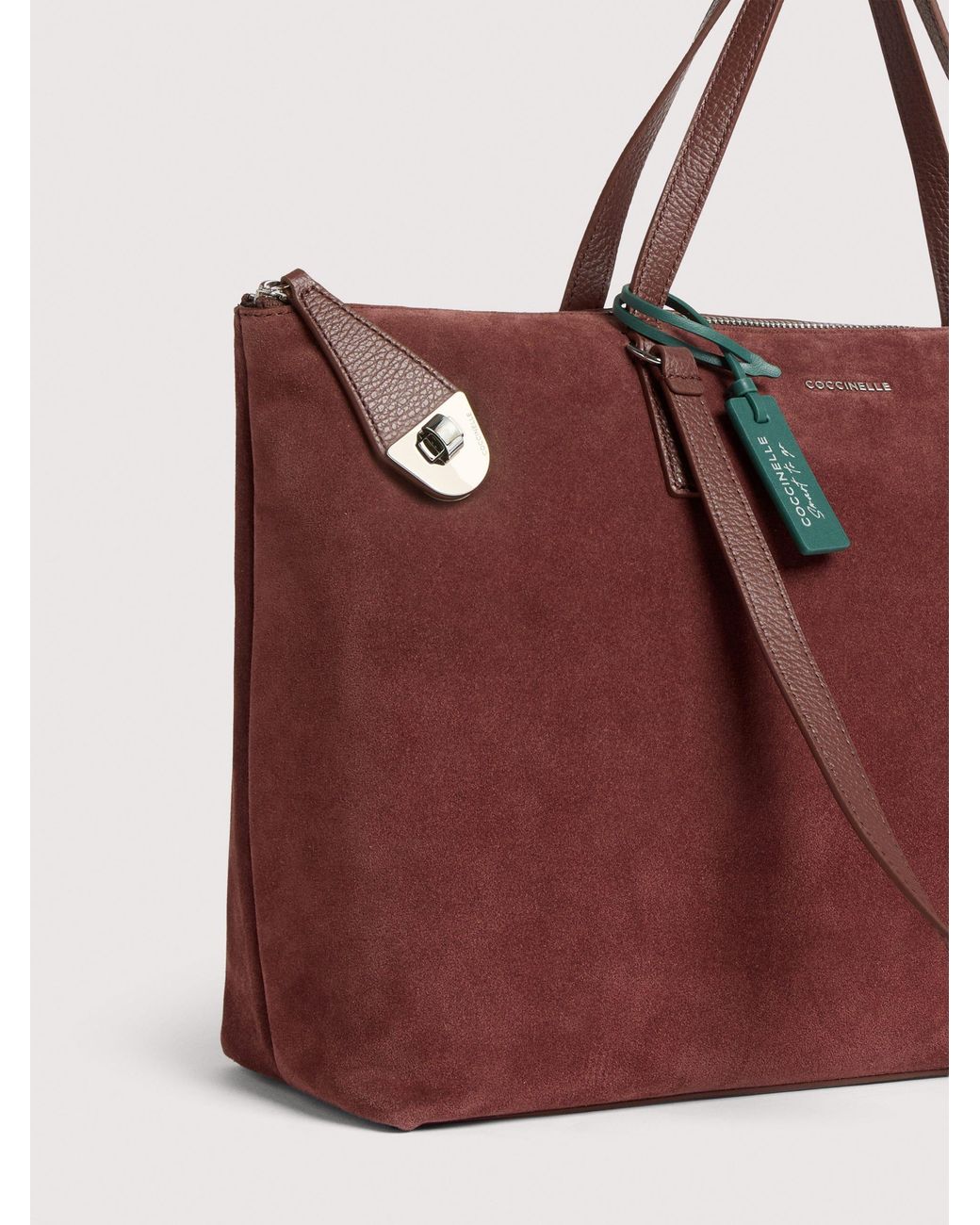 Coccinelle Red Suede Handbag Smart To Go Beat Generation Large