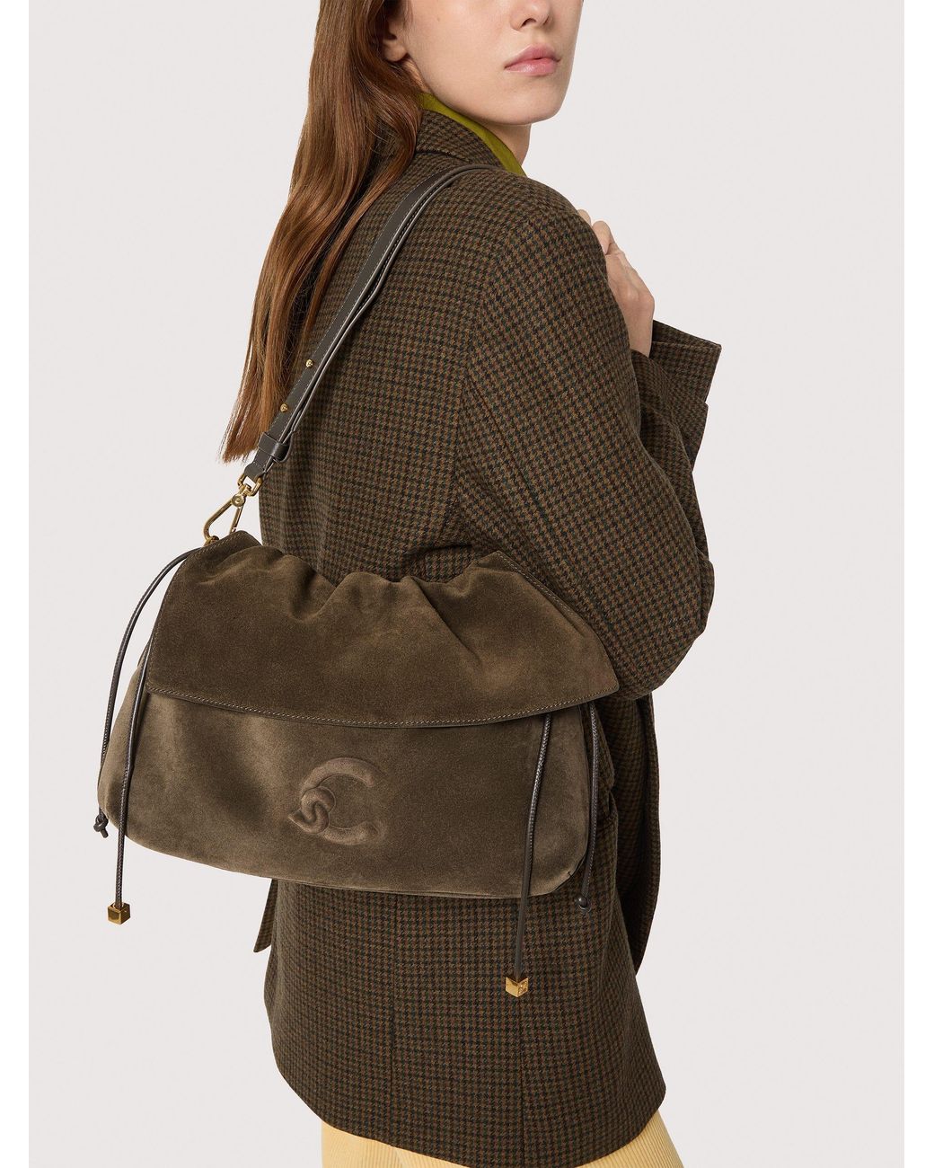Coccinelle Brown Suede Shoulder Bag Lidia Small