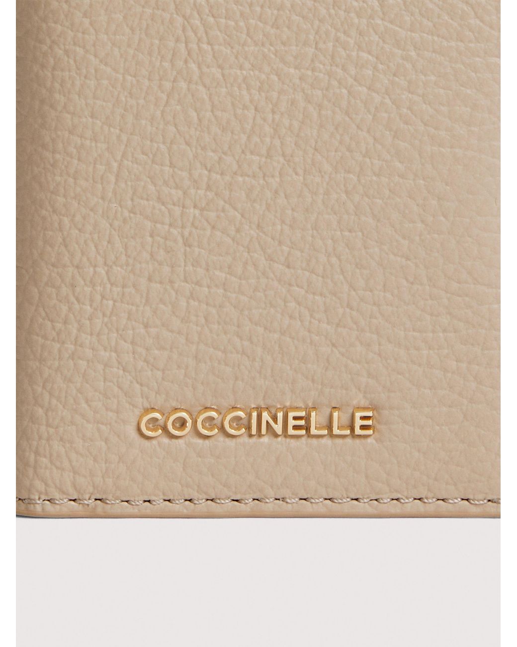 Coccinelle Natural Grained Leather Card Holder Metallic Small