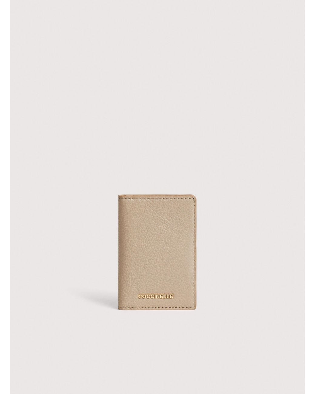 Coccinelle Natural Grained Leather Card Holder Metallic Small