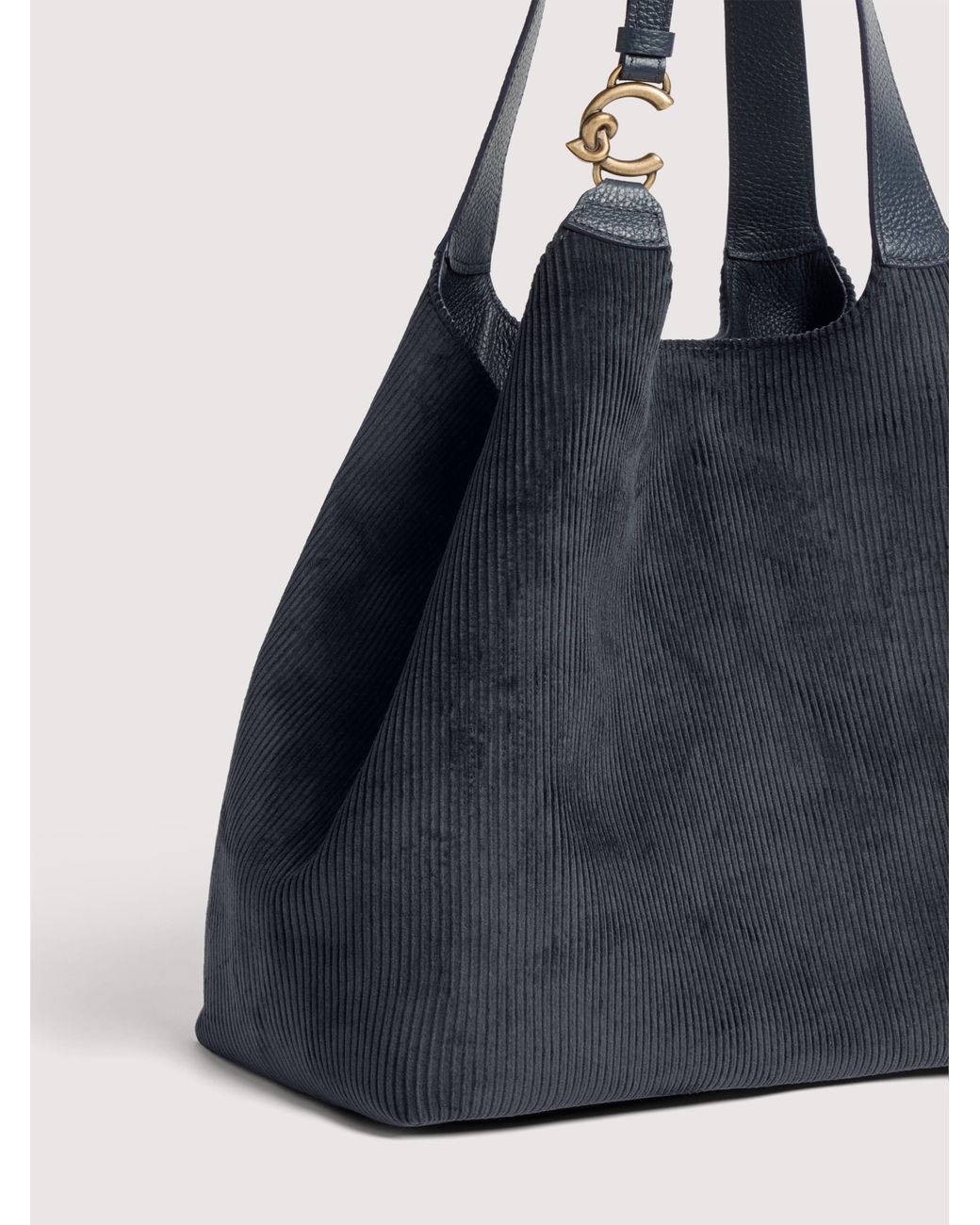 Coccinelle Blue Corduroy Fabric Tote Bag C-Easy Large