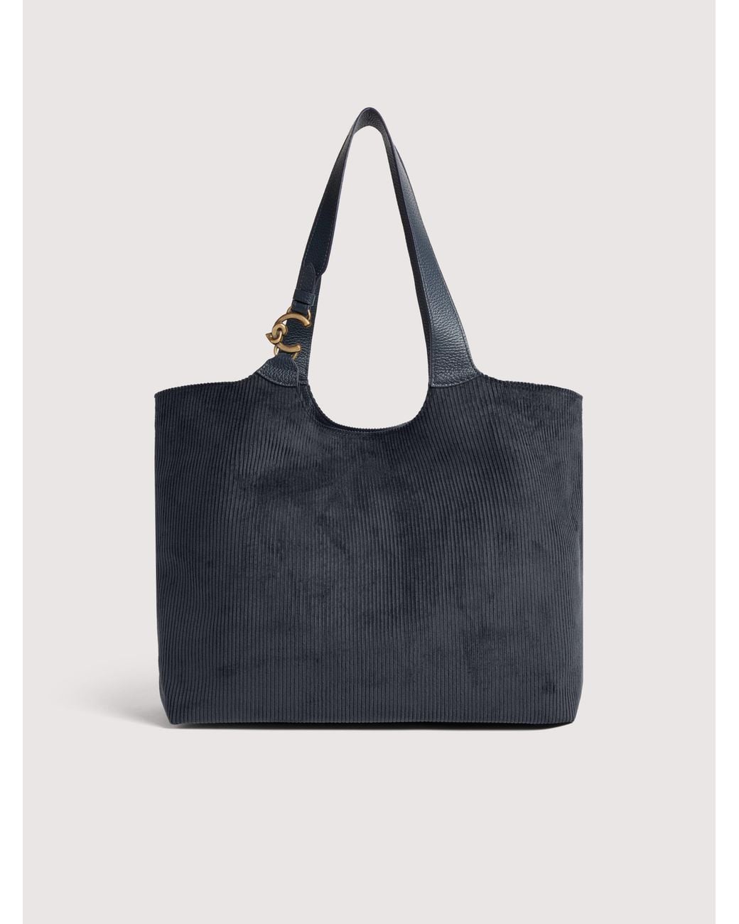 Coccinelle Blue Corduroy Fabric Tote Bag C-Easy Large