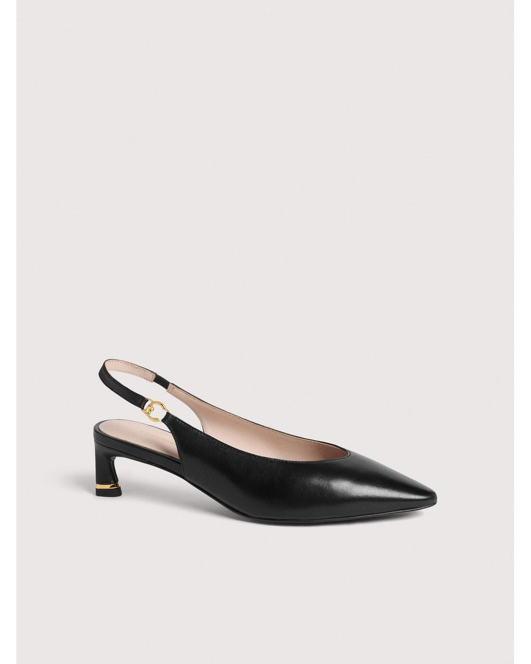 Coccinelle Black Smooth Leather Slingbacks C-Look