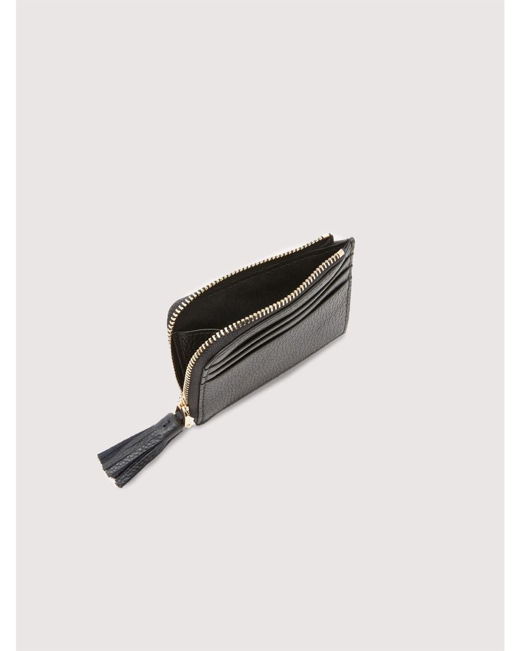 Coccinelle Black Grainy Leather Card Holder Tassel Small