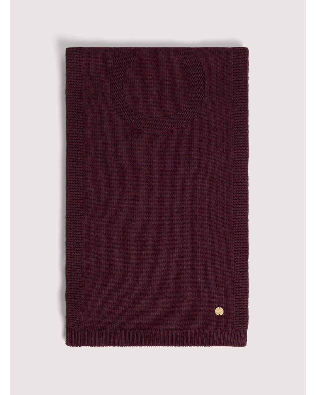 Coccinelle Purple Wool-Blend Scarf Logo On Tone