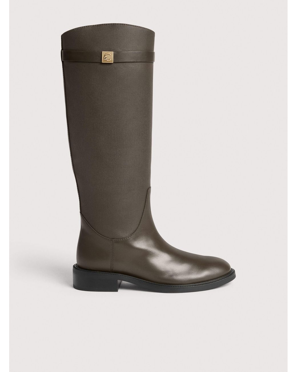 Coccinelle Black Cowhide-Effect Smooth Leather And Waxed Fabric Boots Pansy