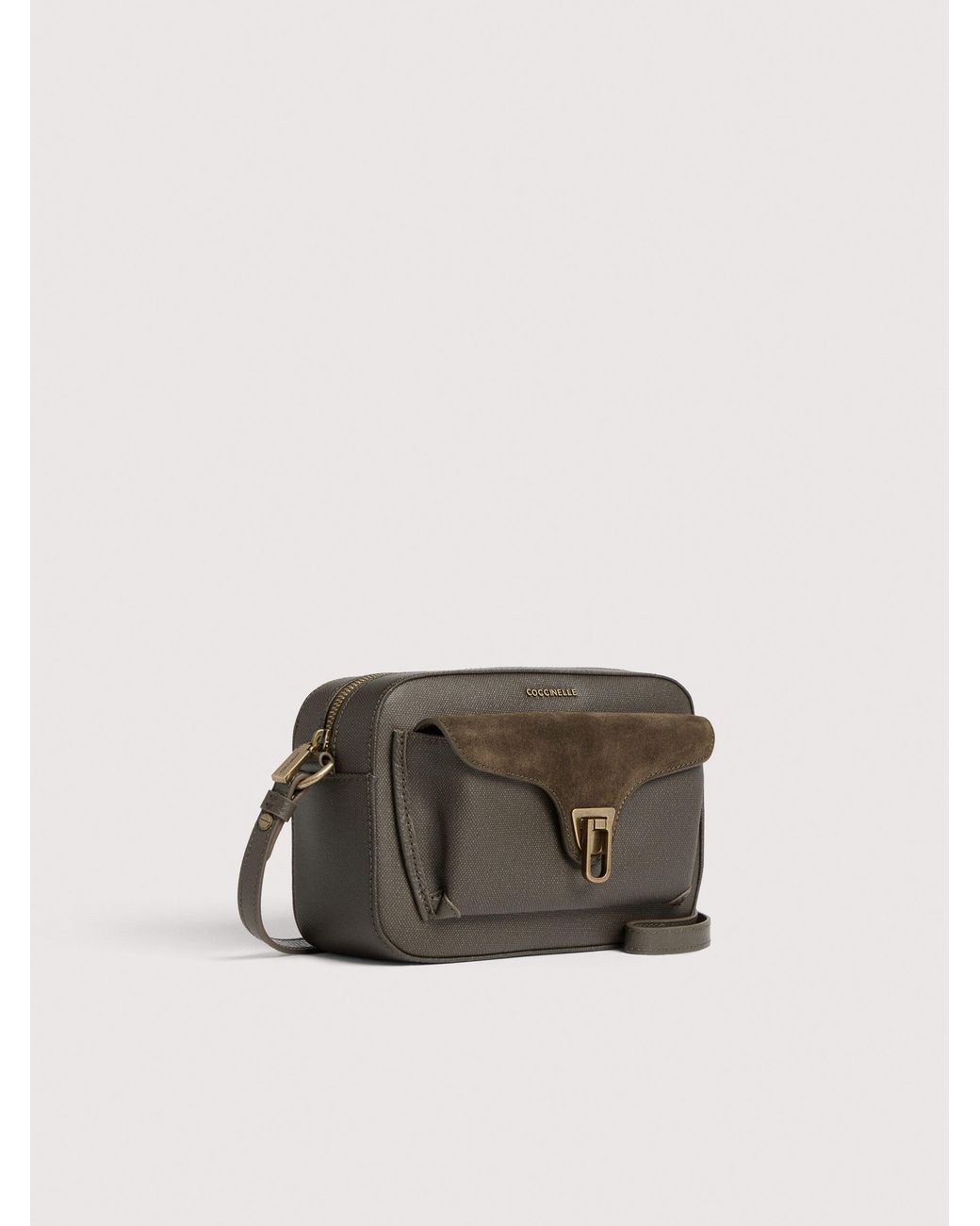 Coccinelle Multicolor Grained Leather, Suede And Waxed Fabric Crossbody Bag Beat Small